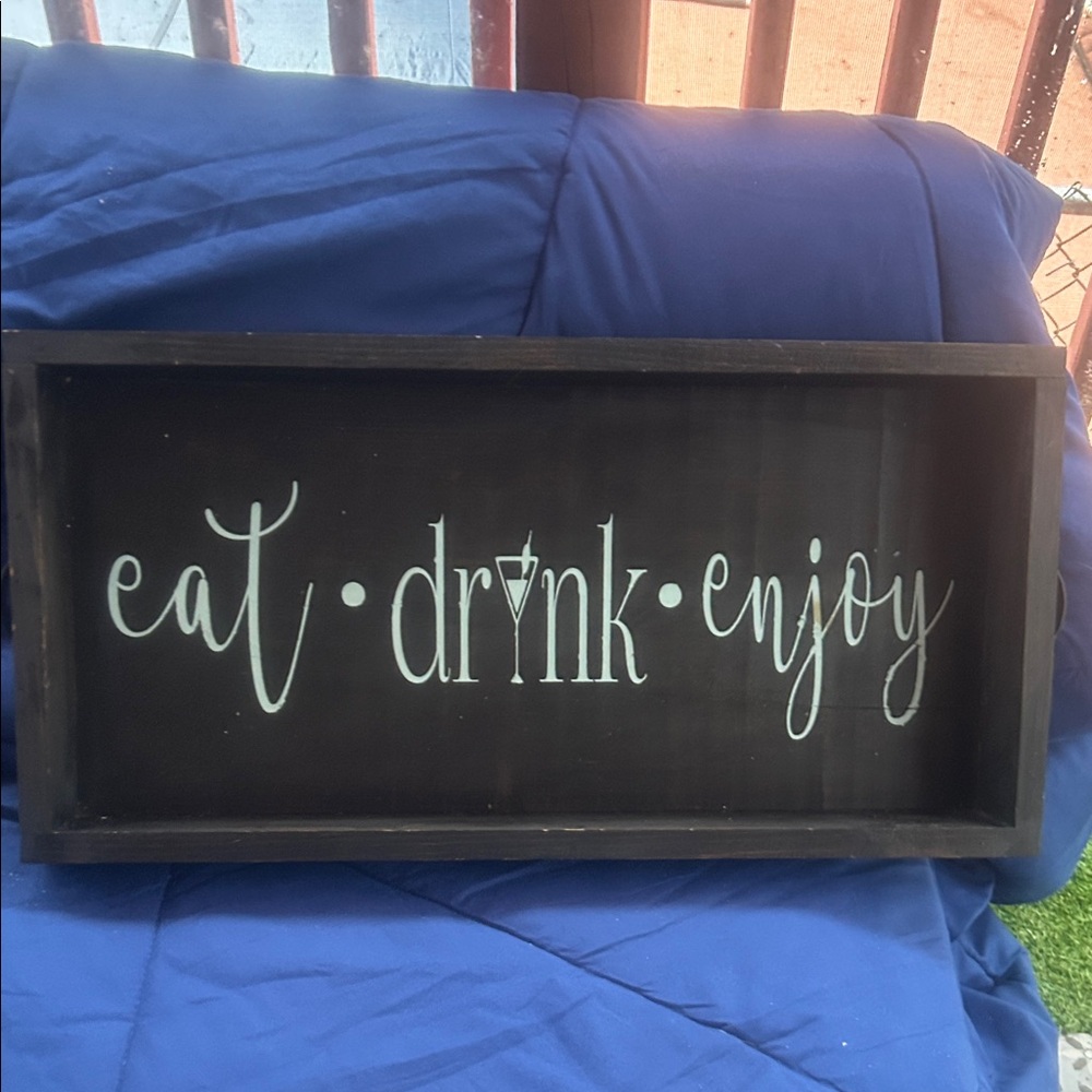 Elegant Black Wooden Serving Tray